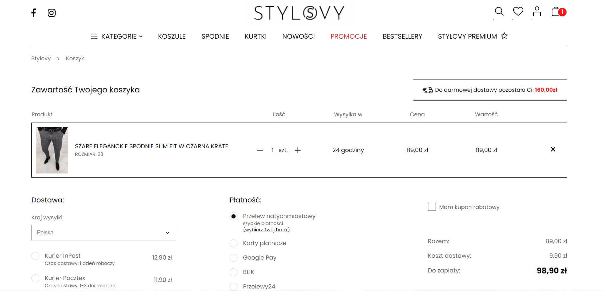 Produkty w koszyku